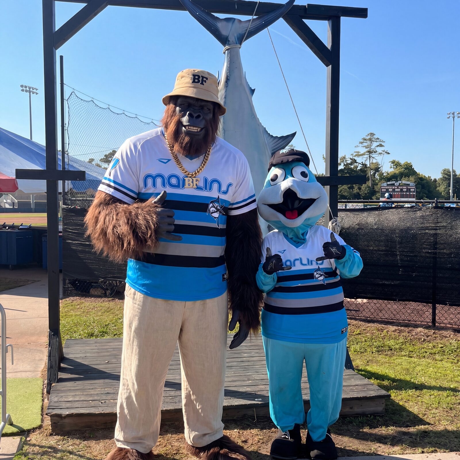 Bigfoot with Morehead Marlins mascot