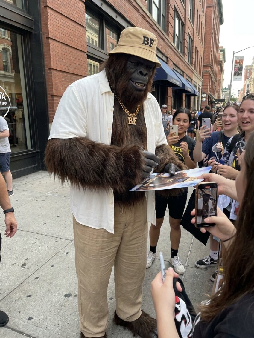 Bigfoot signing autographs for fans
